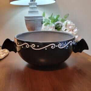 JOANN Stores Black Halloween Ceramic Bowl W/ Wings